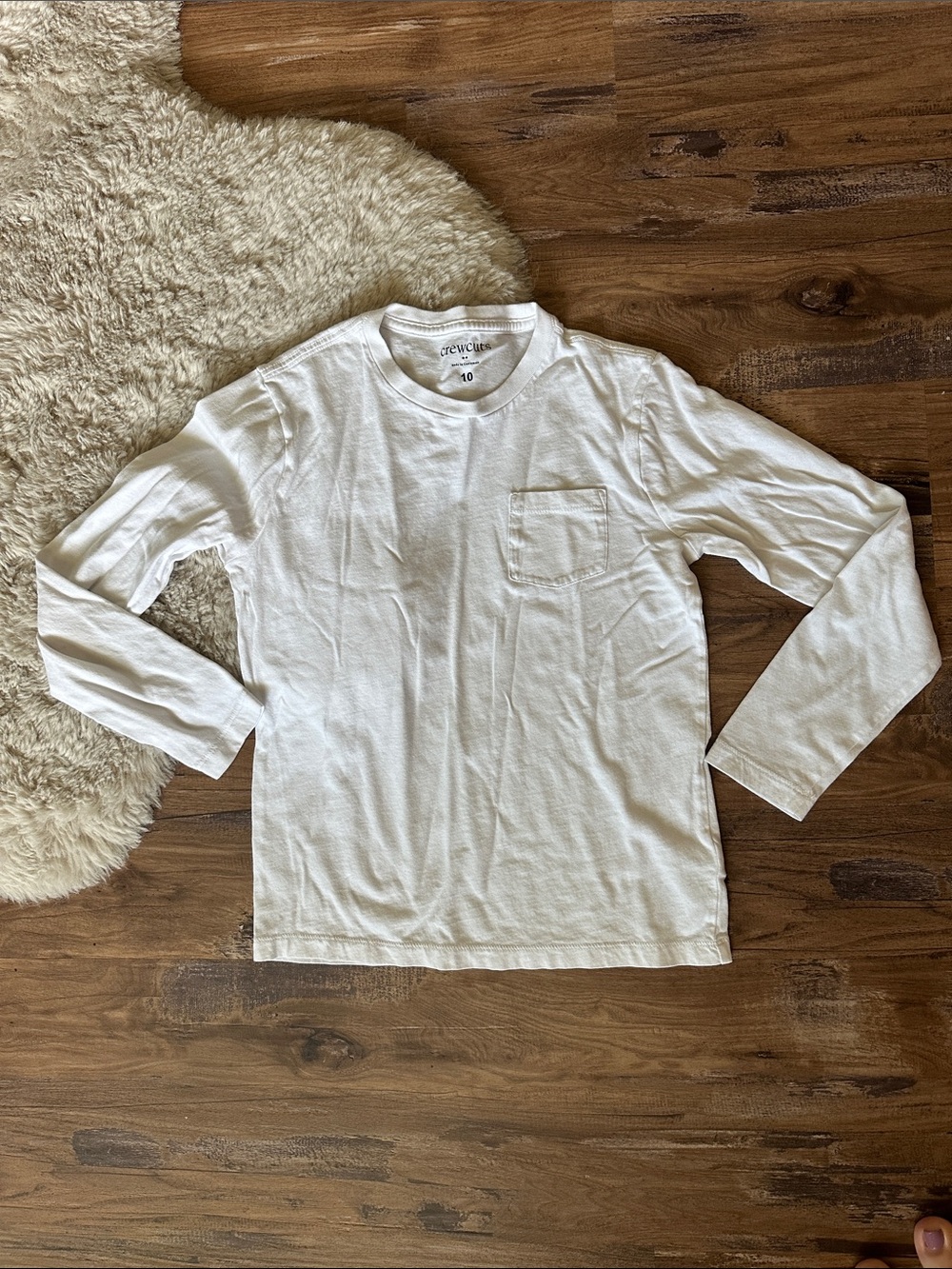 Crewcuts White Long-Sleeve Pocket Tee